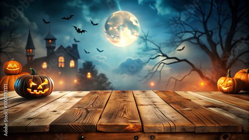 Empty wooden table top, blurred Halloween night background. Halloween concept.png