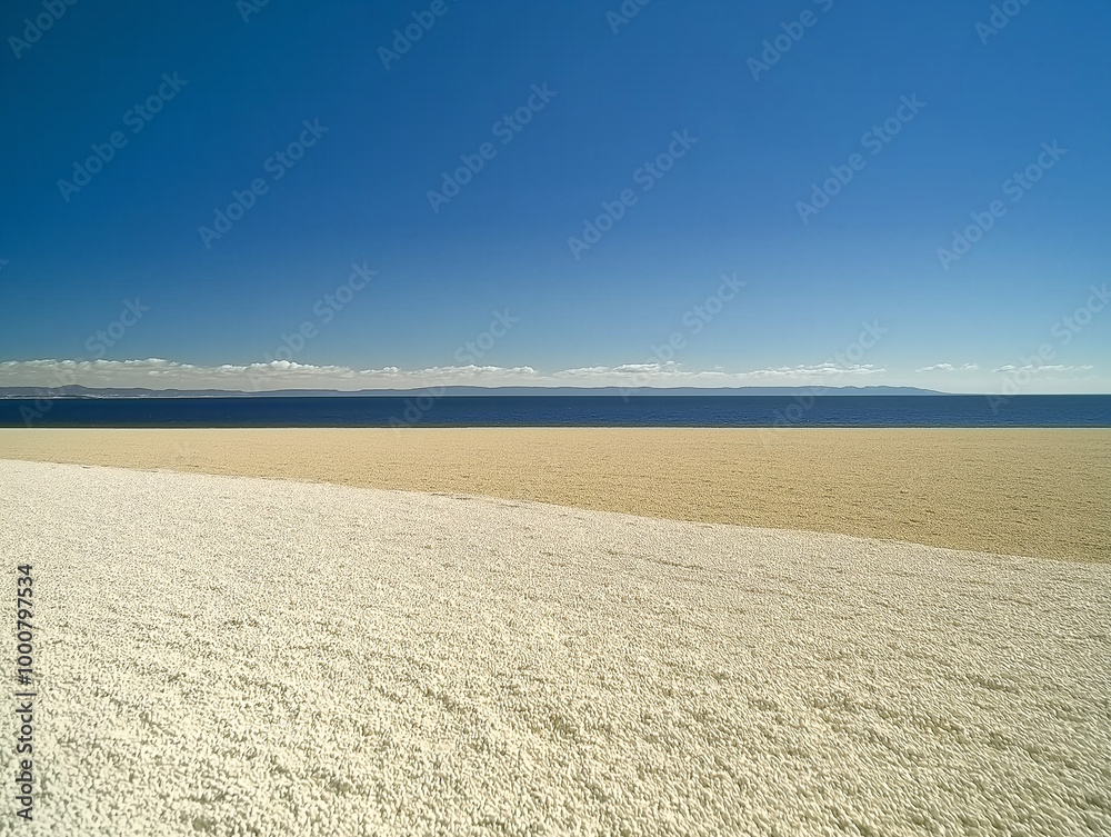 White Sandy Beach with Clear Horizon and Deep Blue Sea White Sandy Beach with Clear Horizon and Deep Blue Sea