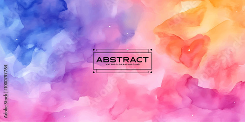 Abstract Watercolor Background with Blue, Purple, Pink, and Yellow Hues