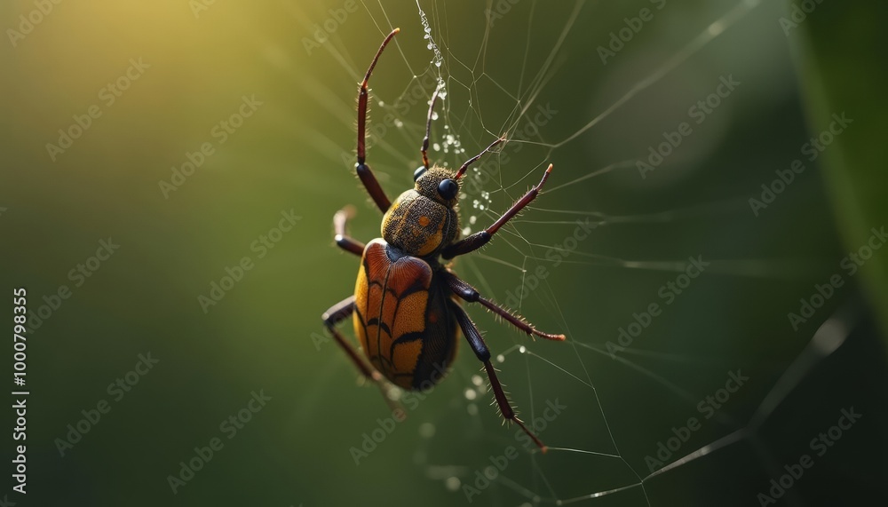 Fototapeta premium Spiders prey caught in its web