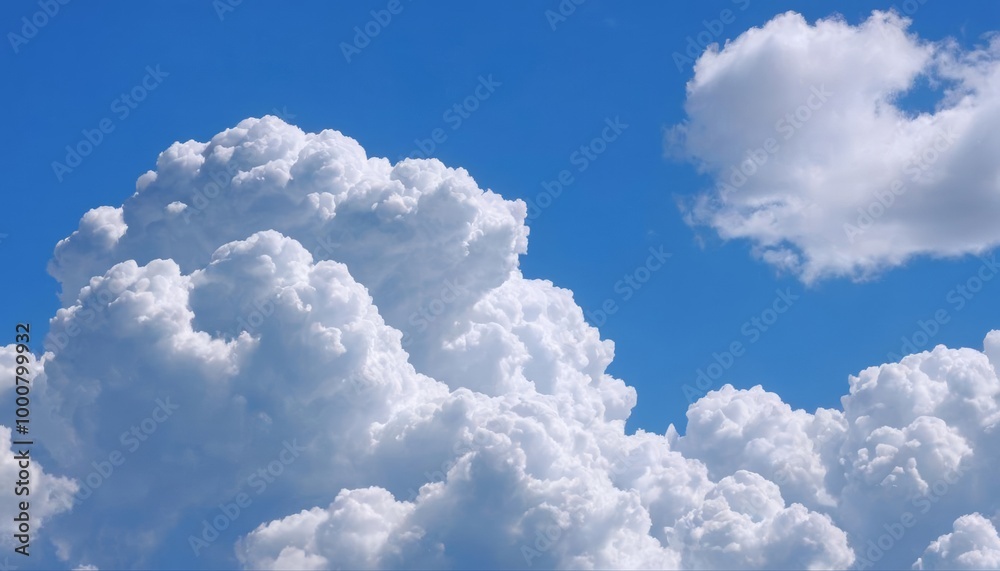 Naklejka premium Bright blue sky with fluffy white clouds