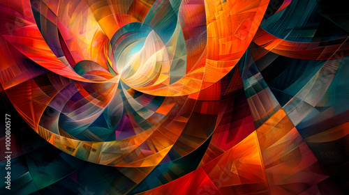 A visually striking abstract piece with a spiral design and diverse colors, capturing a sense of depth and movement.