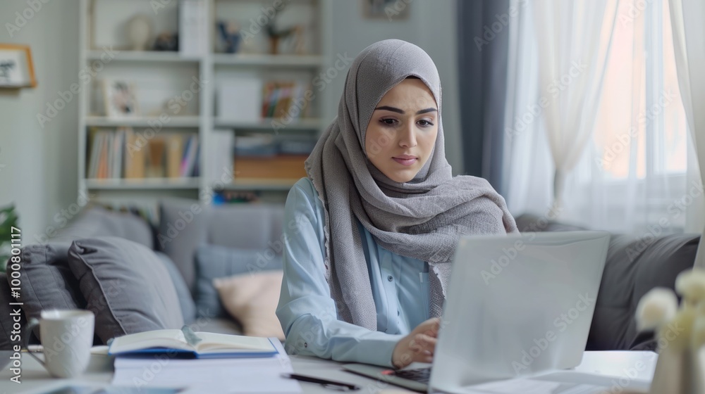 Woman Using Laptop At Home Woman Using Laptop At Home