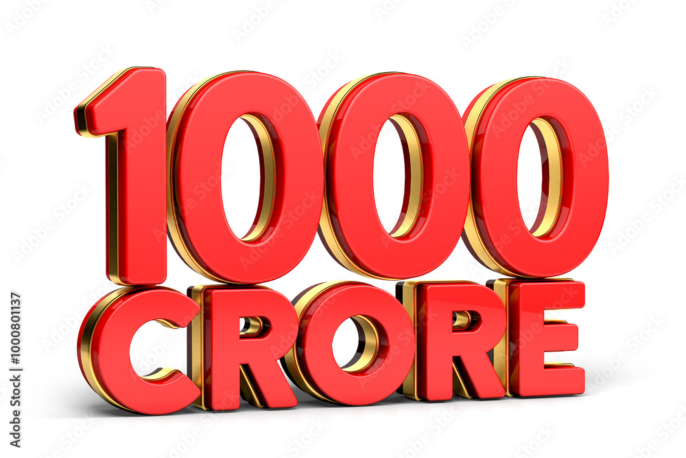 3d Red and golden 1000 crore isolated on background. 3d illustration. 3d Red and golden 1000 crore isolated on background. 3d illustration.