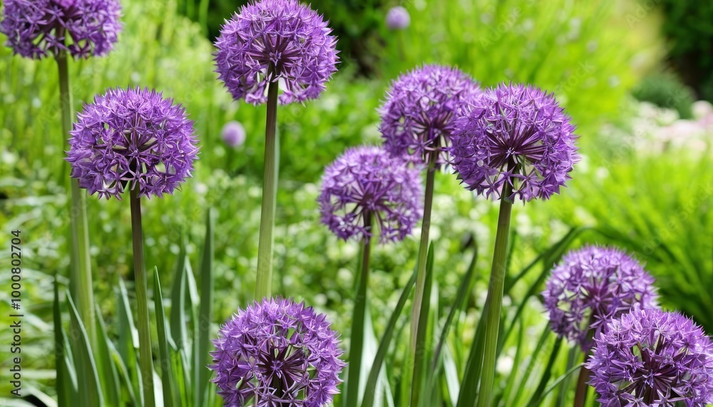 Vibrant purple alliums in bloom Vibrant purple alliums in bloom