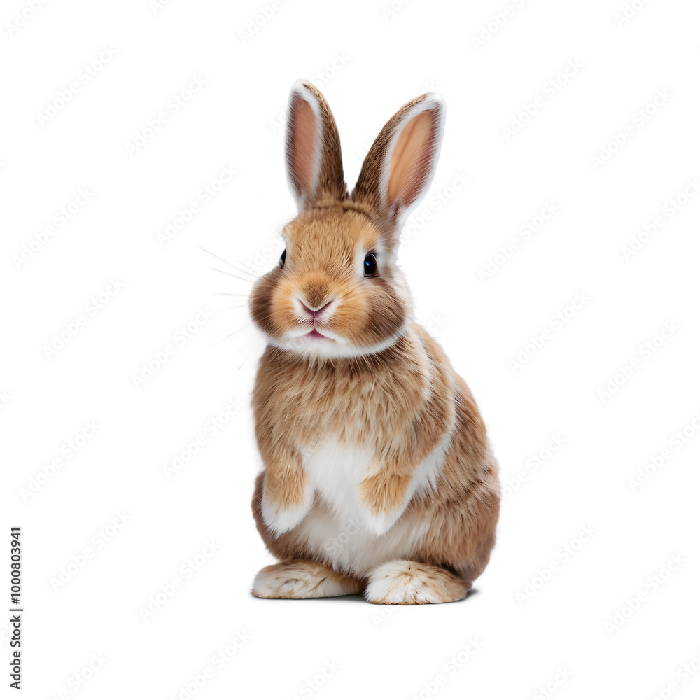 Adorable brown rabbit sitting upright on transparent background Adorable brown rabbit sitting upright on transparent background