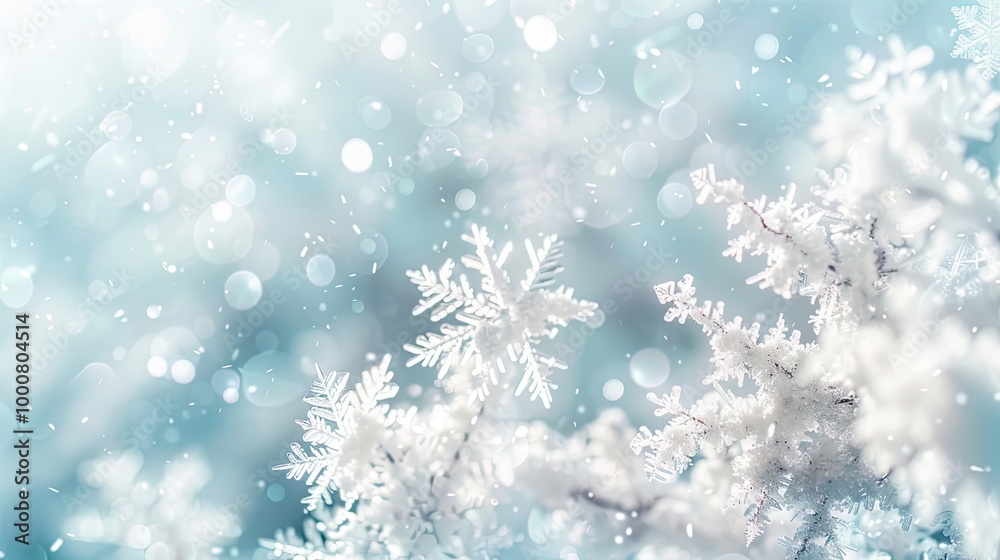 Blurred swirling snowflakes against a pale winter sky creating a magical effect Blurred swirling snowflakes against a pale winter sky creating a magical effect
