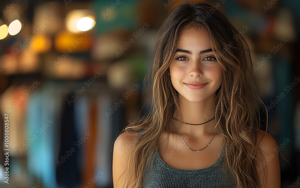Fashion Forward: Young Woman Business Owner Posing in Clothing Store Fashion Forward: Young Woman Business Owner Posing in Clothing Store