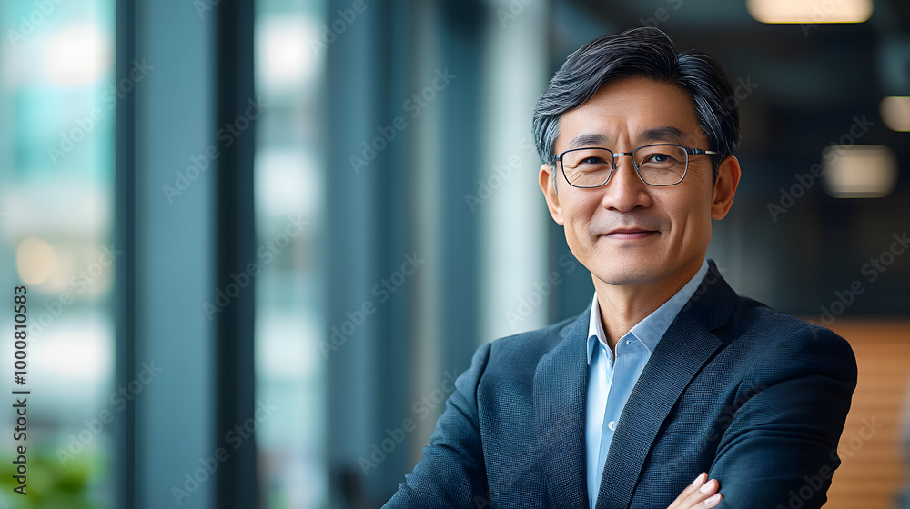 Mature asian business manager portrait with copy space Mature asian business manager portrait with copy space
