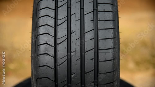 Bangkok,Thailand - 15 Aug, 2024: Closeup focus to Tread of Goodyear Eagle F1 sport  tires         