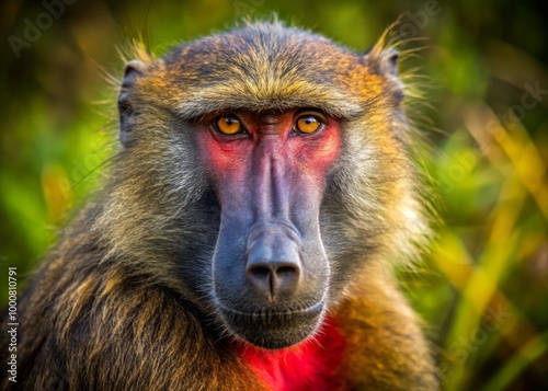Close-Up of a Baboon with a Distinctive Red Rear End in Its Natural Habitat in Africa's Wilderness