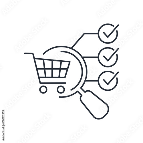 Service control management. Checking the quality. Vector linear icon isolated on white background.