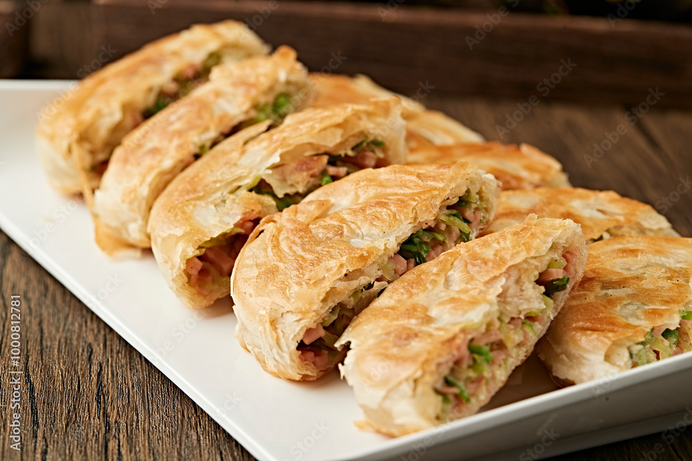 Ham and green radish stuffed pancakes Ham and green radish stuffed pancakes