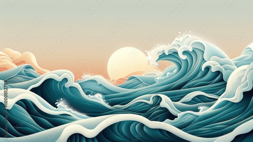 Fototapeta premium Detailed illustration of organic and natural waves, evoking the gentle movement of water