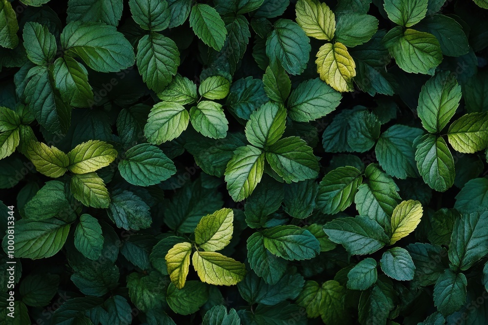 A close-up shot of dark green leaves with a few light green leaves peeking through. A close-up shot of dark green leaves with a few light green leaves peeking through.