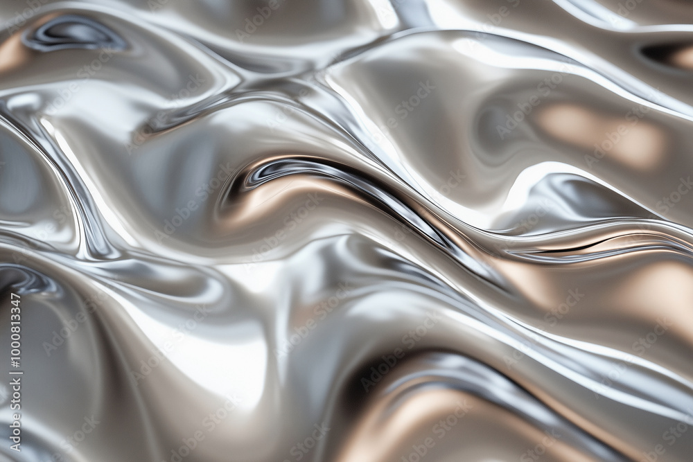 shiny silver fabric with a wave pattern. The image has a sleek and modern feel to it shiny silver fabric with a wave pattern. The image has a sleek and modern feel to it