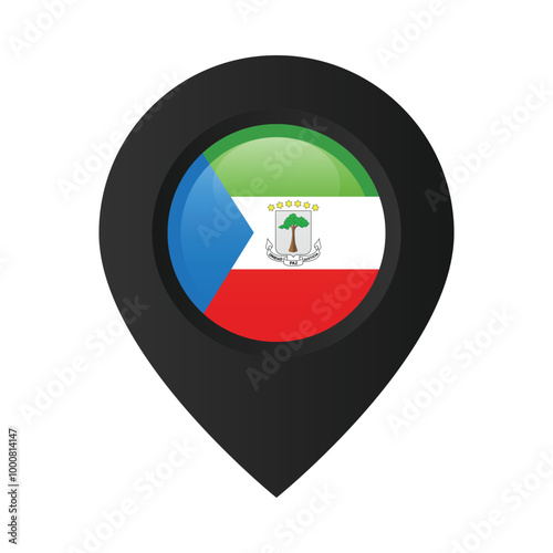 Map pin with the flag of Equatorial Guinea. Black location marker isolated on white background