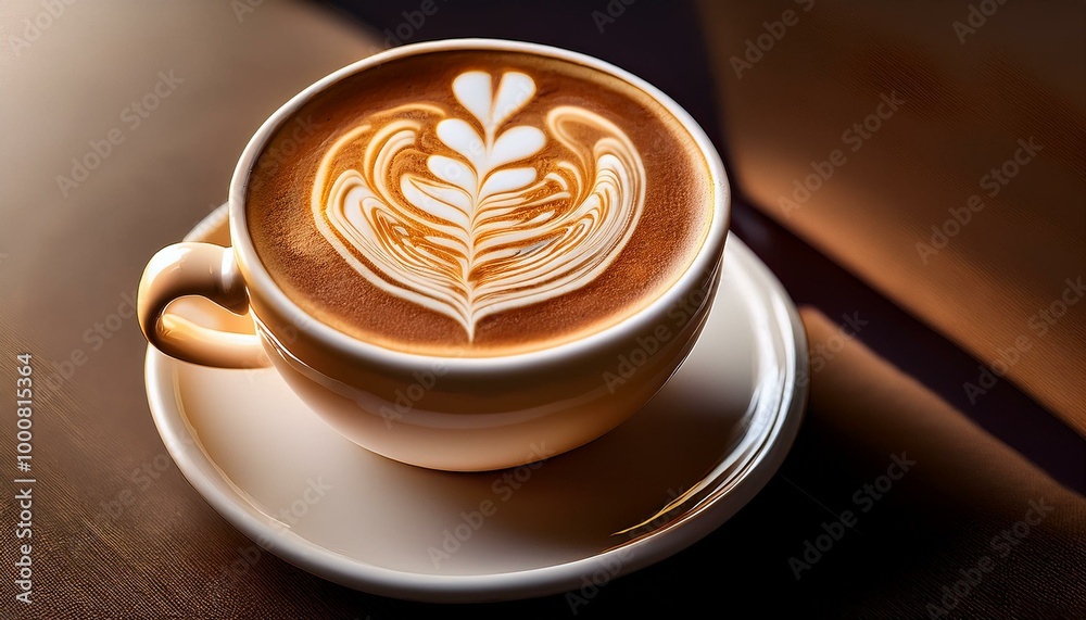 Close-up of a cup of coffee with latte art Close-up of a cup of coffee with latte art