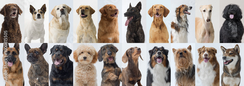 Canvas Print Collection of different dogs portraits