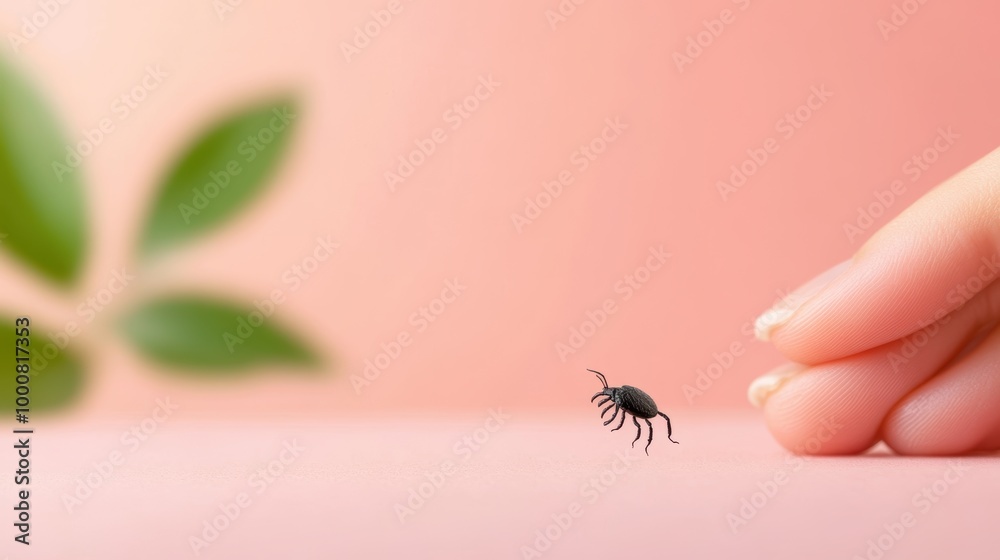 Obraz premium A tick biting into the skin of an animal, emphasizing the parasitic relationship between insect and host.