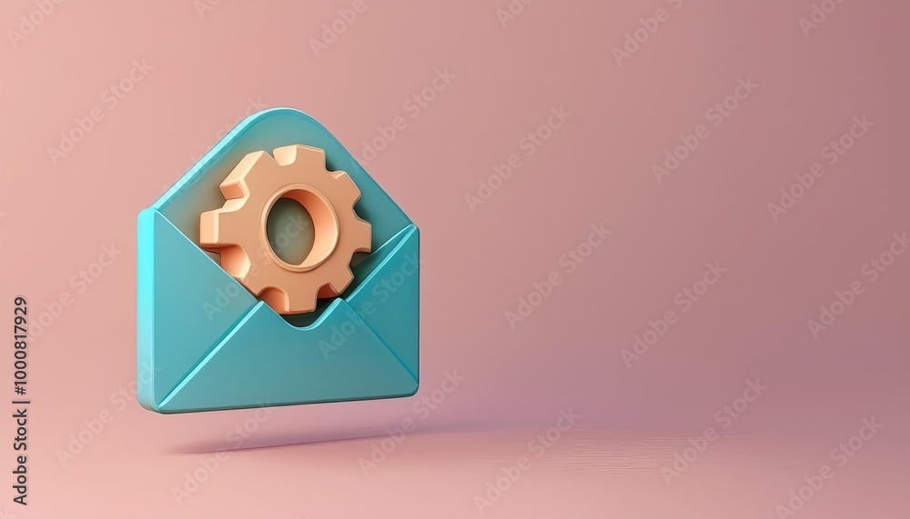 A blue envelope with a gear symbol, symbolizing email settings or customization, on a soft pink background. A blue envelope with a gear symbol, symbolizing email settings or customization, on a soft pink background.