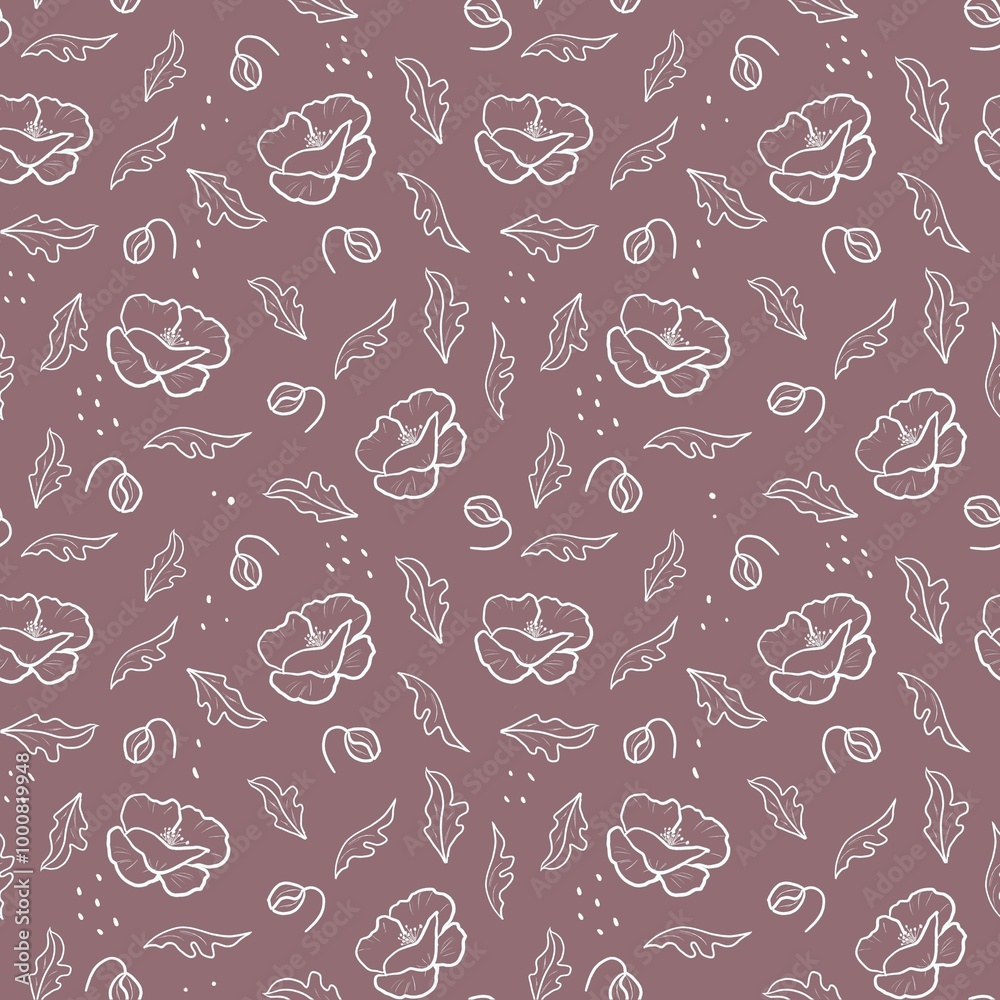 seamless pattern, graphic pattern of poppy flowers, poppy background seamless pattern, graphic pattern of poppy flowers, poppy background