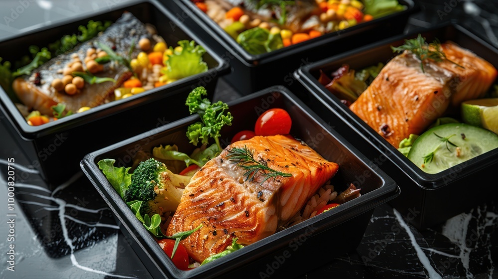 Grilled Salmon with Vegetables and Rice Grilled Salmon with Vegetables and Rice