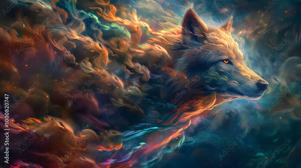 Fototapeta premium A beautiful illustration of a fox in a unique painting style.