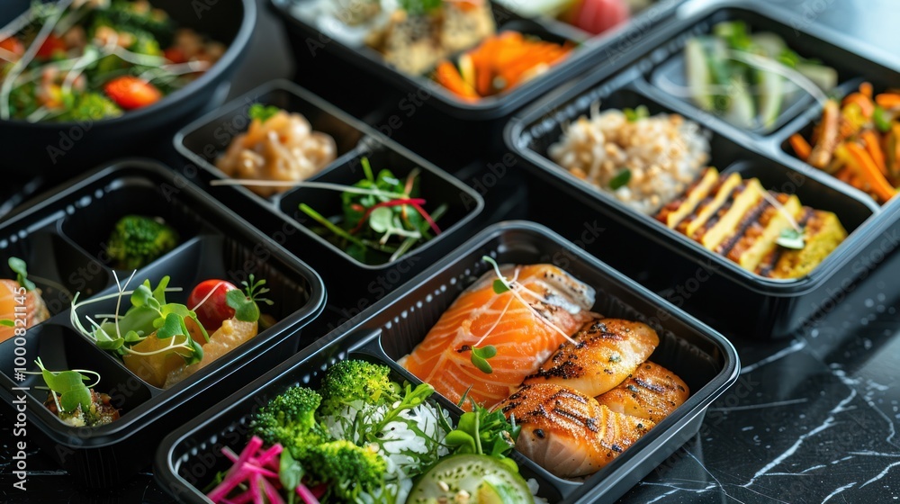 Assortment of Delicious Bento Boxes Assortment of Delicious Bento Boxes