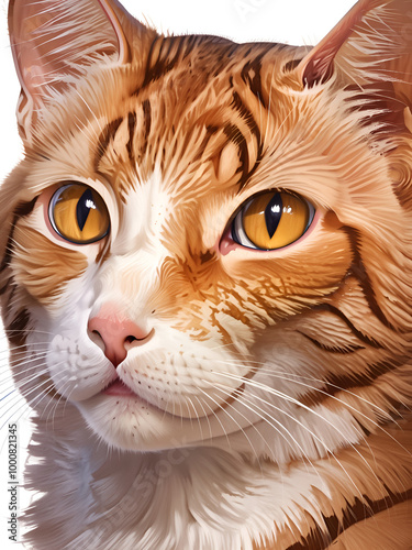 Stylish digital illustration, Close-up of Cheetoh (cat), isolated on a white background photo