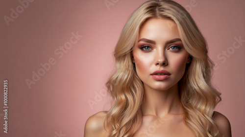 Blonde woman in glamorous attire with subtle elegance, projecting confidence and allure in a stylish environment.