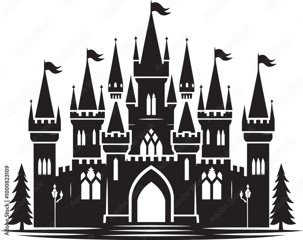 Ancient Castle silhouette vector illustration isolated on a white background Ancient Castle silhouette vector illustration isolated on a white background