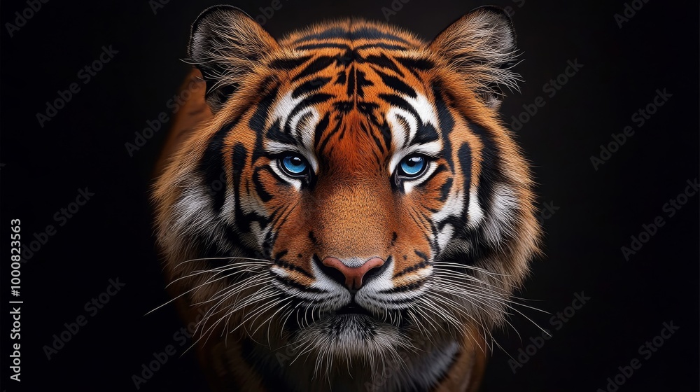 Fototapeta premium Close Up Portrait of a Majestic Tiger with Blue Eyes