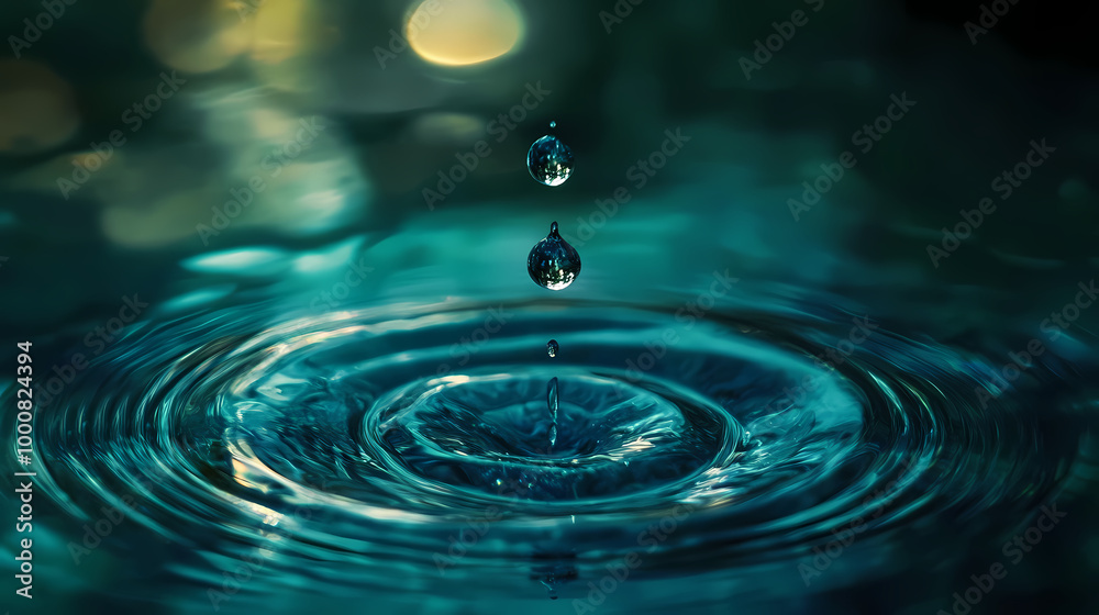 Ripples from water drop on calm lake