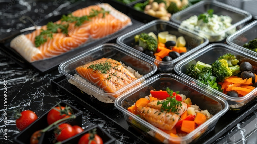 Healthy Meal Prep with Salmon and Vegetables Healthy Meal Prep with Salmon and Vegetables