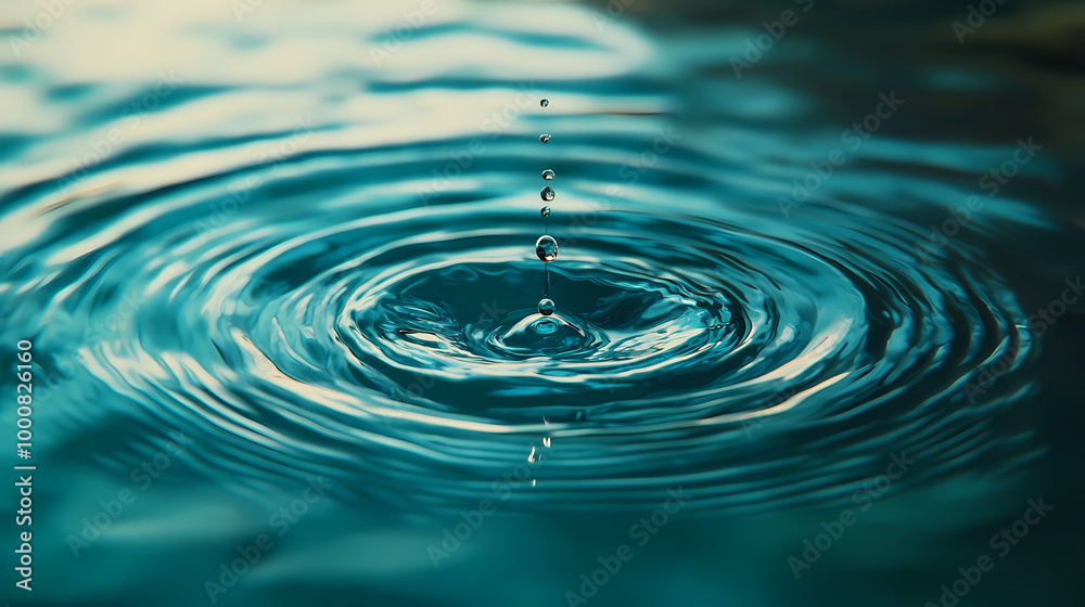 Ripples from water drop on calm lake Ripples from water drop on calm lake