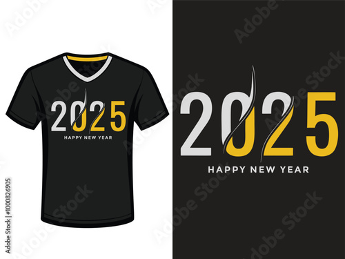 2025 most stylist happy new year t-shirt design with vector and illustration