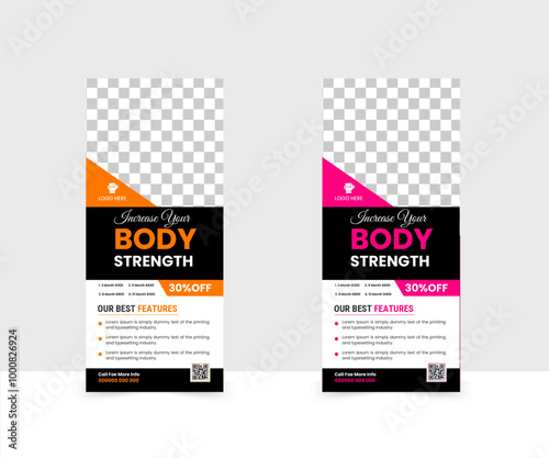 modern creative fitness gym roll up banner design template