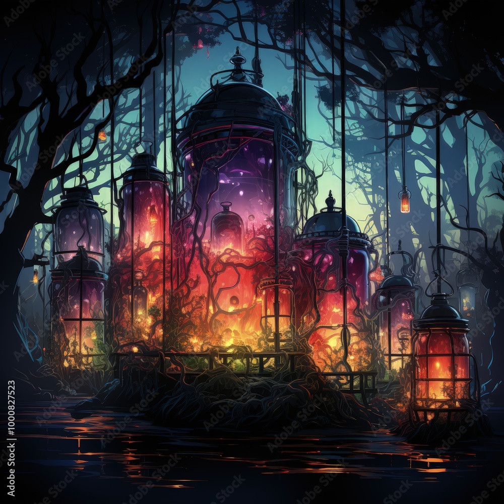 Fototapeta premium Dark Fantasy Laboratory Vector Icon with Sinister Magical Elements