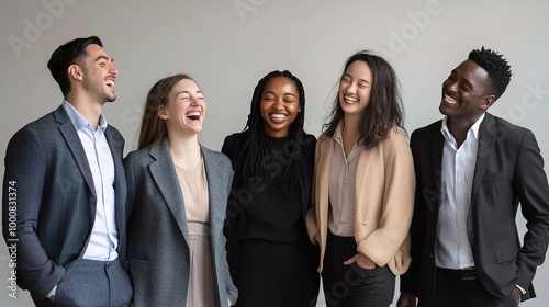 Group of Friends Laughing Together in Studio Setting