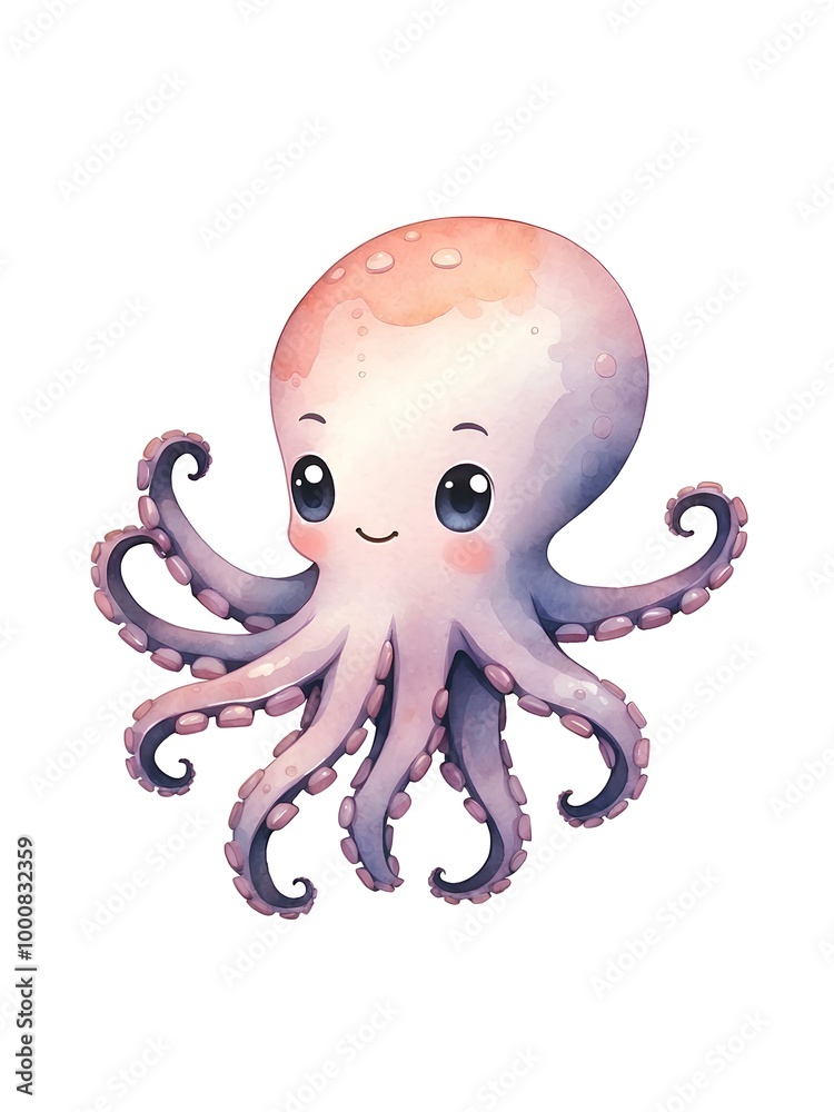 Watercolor Octopus, Nursery wall art, underwater theme, Ocean, sea animals, birthday undersea theme, white background Watercolor Octopus, Nursery wall art, underwater theme, Ocean, sea animals, birthday undersea theme, white background