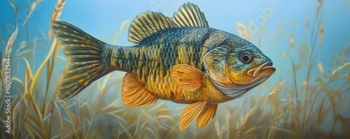 A realistic depiction of a bluegill fish photo