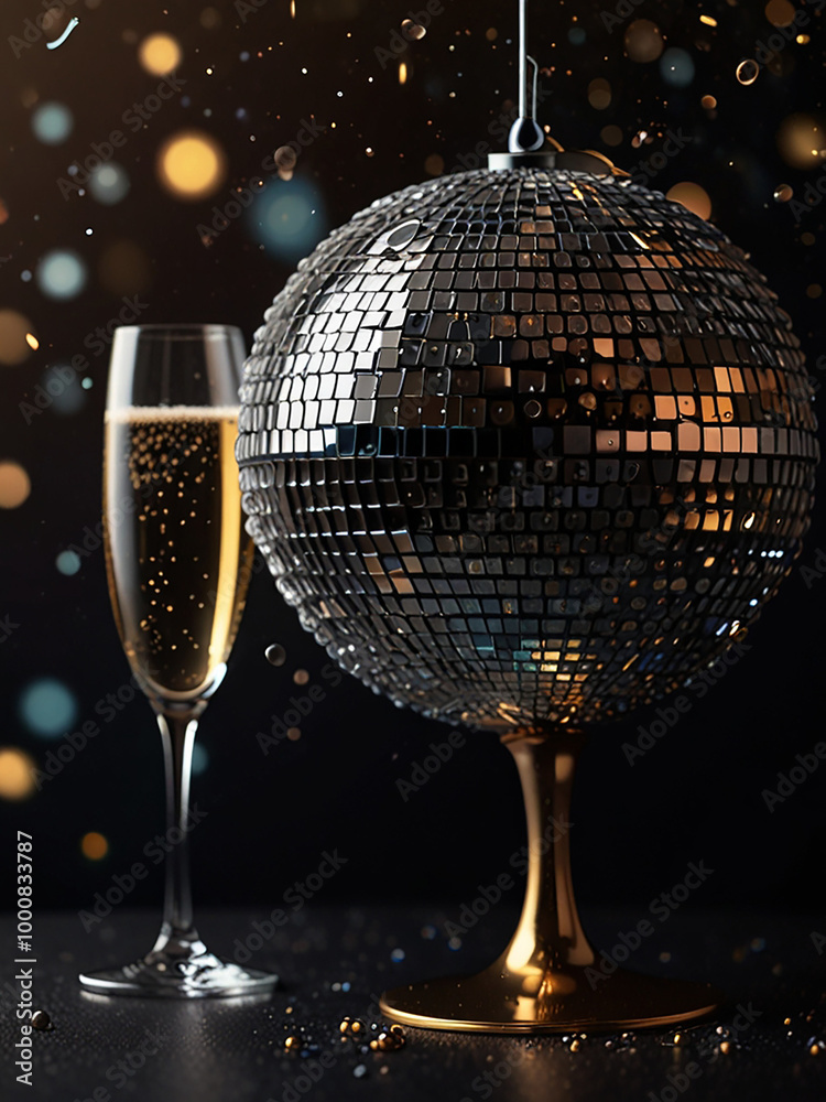 Obraz premium disco ball with champagne