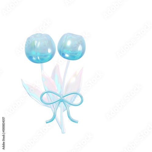 Glossy Y2K-Inspired Blue Ocean 3D Flower