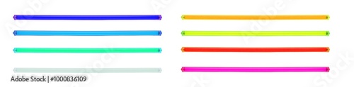 set of colored neon light png isolate background