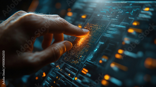 A cybersecurity dashboard with fingerprint authentication and AI-enhanced biometric scanning for real-time threat detection photo