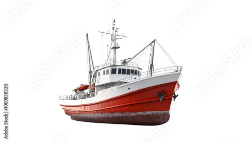 Rusty Abandoned Fishing Boat PNG on Transparent White Background