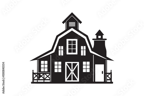 Farmhouse silhouette vector illustration