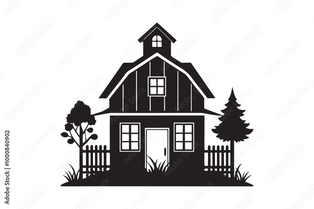 Farmhouse silhouette vector illustration Farmhouse silhouette vector illustration