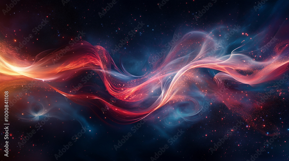 Fototapeta premium Wizualizacja energii w postaci kolorowych fal i linii, które płyną przez tło, tworząc wrażenie nieskończonego ruchu. 